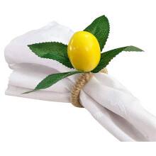 40PCS Handgemachte Serviettenringe Gelbe Künstliche Zitrone mit Vine Serviettenring für Hochzeit, Dinnerparty, Bankett, Serviette