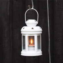 2X Vintage Metal Hanging Candle Lanterns ,Tealight Holder,Candlestick for Wedding,Home,Birthday Parties Gift -White