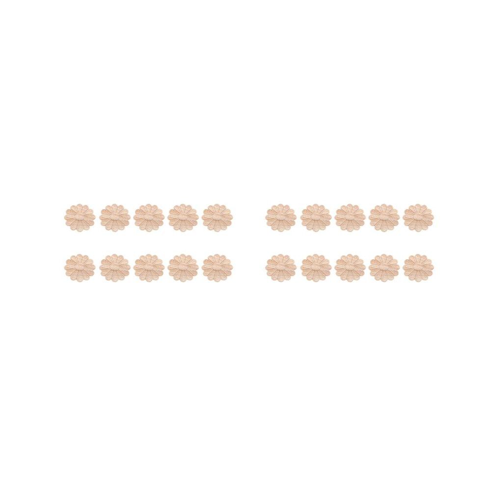 20Pcs Unpainted Round Flower Pattern Wood Carved Applique Frame Onlay Cabinet Furniture Decoration 6Cm 6033409421361