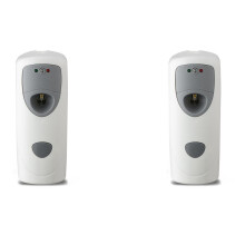 2X Dispensador Automático Ambientador de Aire Ambientador del Cuarto de Baño Temporizado En Aerosol Montado En la Pared, Dispensador de Aroma