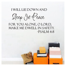 2X Sleep in Peace Psalm 4:8 Bible Verse Lettering Wall Decal Decor Quote Inspire