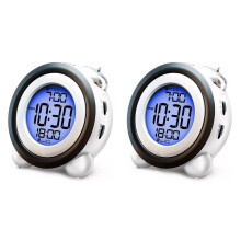 2X Digital Alarm Clock, Date Display Twin Bell Very Loud for Heavy Sleepers Dual Alarm Backlight for Teens