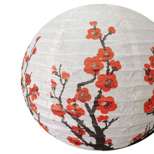 Lanterne di Carta Giapponesi / Cinesi da 12 Pollici con Fiori di Ciliegio (Set di 10, Sakura Rossa)