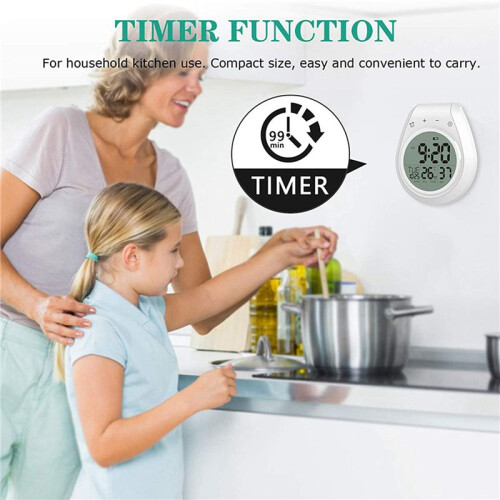 2X Digital Shower Clock Waterproof, Bathroom Timer Clock, Digital Kitchen Wall Clock, LCD Display, 12/24 Hour Format 2