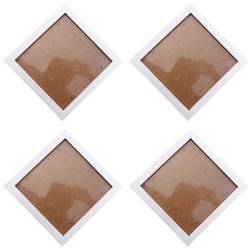 4X Moldura Quadrada Grossa de Madeira de Pinho Moldura de Parede (Branca, 6 Polegadas)