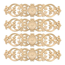2pièces 40cmx10cm Stickers Sculpture Sur Bois Coin Sculpté Fleur Décoration de la Maison Armoire Porte Lit Patch Décoratif Onlay Bois Applique