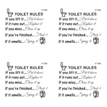 4X Toilet Rules Bathroom Removable Wall Sticker Vinyl Art Decals DIY Home Decor