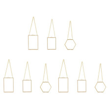 9 Packs Pressed Flowers Glass Frames- Golden Hanging Glass Picture Frames with Chain Floating DIY Artwork Display Frames