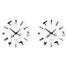 2X Timelike Barber Stylist Tools Wall Clock Modern 3D Quartz Non Ticking Beauty Hair Salon Clocks Watch