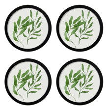 4pcs 10Inch Round Wooden Picture Frames Gift DIY Wall Hanging Wood Picture Holder Home Decoration(Black)