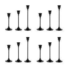 Taper Candle Holders Black Candlestick Set of 12 Candle Stick Long Holder for Fireplace Dining Table Home Decoration