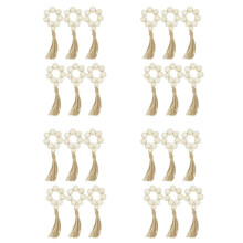 Set of 24 Beaded Wood Napkin Rings with Table Setting Wedding Party Décor Accessories Napkin Holder Natural Style