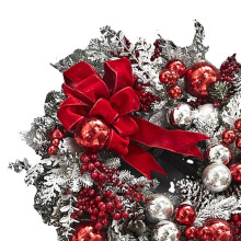 2X the Cordless Red and White Holiday Trim Christmas Wreaths Decoration for Front Door Wall Hanging Christmas Garland