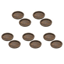 10Pcs Rustic Wooden Tray Candle Holder - Small Decorative Plate Pillar Candle Tray Wood for Farmhouse Dining Table