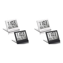 4 Pcs Digital Travel Alarm Clock Foldable LCD Clock with Calendar Temperature Snooze Mode Portable Display Desk Clock