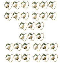 Servettring Golden Pearl Flower Servettringar Set med 30 Metallservetthållare för Bröllopsfest Middagsbordsdekoration