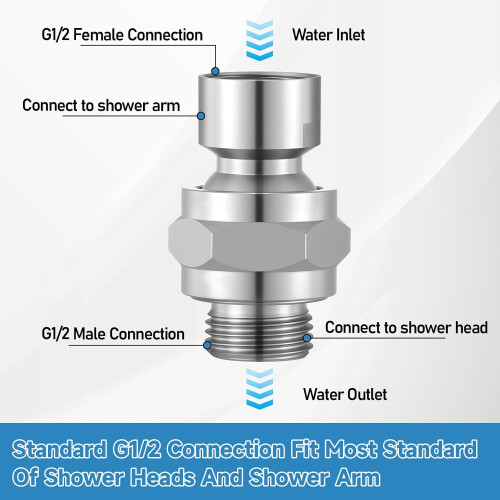 Adjustable Solid Copper Shower Head Swivel Adapter, Universal Leak Brass Connector 2