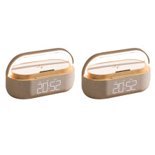 2X Digital Alarm Clock Radio with Speaker,15W Wireless Charger, Dual Wireless Speaker