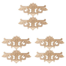6 Stück Vintage Holz Geschnitzte Abziehbild Ecke Onlay Applique Rahmen für Wohnen Möbel Wandschrank Tür Dekor Handwerk 22X10cm
