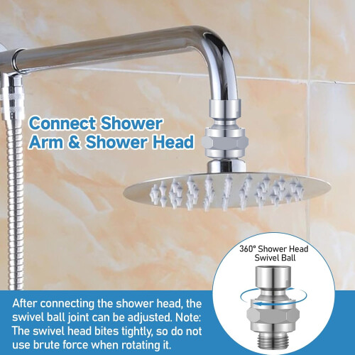 Adjustable Solid Copper Shower Head Swivel Adapter, Universal Leak Brass Connector 1