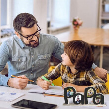 2X Vaderdag PaPa Fotolijst, Vader Geschenken van Dochter, Vader Verjaardagscadeaus, Vader Foto Houder, Vaderdag Cadeau-Zwart