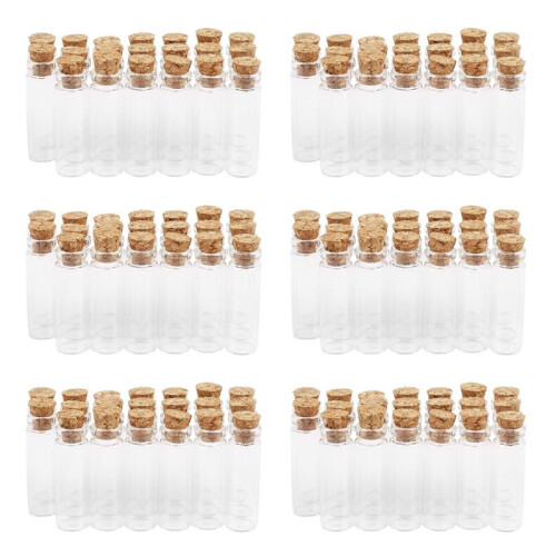 120Pcs 11X32Mm Tiny  Empty Clear Cork Glass Bottles Vials 2Ml