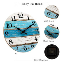2X Horloge Murale-Horloges Murales Bleues sur le ThèMe de la Plage à Piles Silencieuses Sans Tic-Tac, pour la Maison Cuisine Salon Bureau 10 Pouces