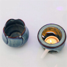 3X DecoracióN de LáMpara de Vela de Horno de Aromaterapia Vela de CeráMica del TulipáN del Quemador de Incienso del Aceite Esencial del Dormitorio