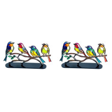 2X Stained Birds Branch Desktop Ornaments Double Sided AcrylicFlatness Table Art Home Room Decoration