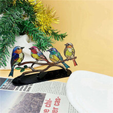 2X Stained Birds Branch Desktop Ornaments Double Sided AcrylicFlatness Table Art Home Room Decoration