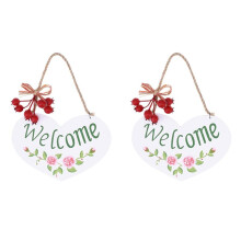 2X Door Hanging Plaque Welcome Pattern Home Wall Decor Handmade Wooden Hanging Welcome Plaque Sign Board