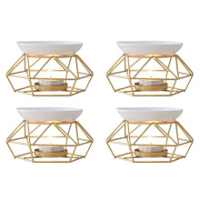 4X Ceramiczna Lampa Zapachowa Palnik OlejkóW Eterycznych Palnik Metalowy do OlejkóW Eterycznych Palnik do Wosku z OkrąGłą Miską Ceramiczną