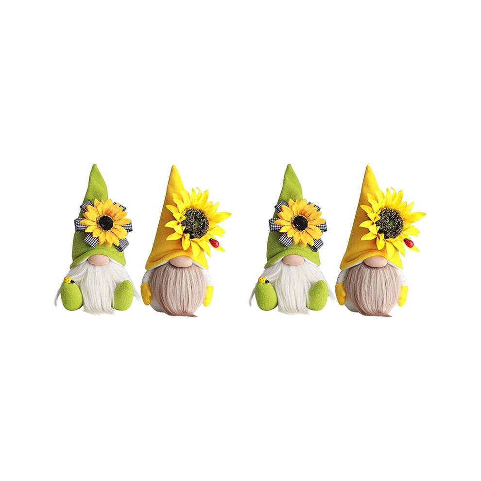 4 Pcs Sunflower Gnome Summer Gnomes Plaid Sunflower Gnome Ornaments Sunflower Decor Torribaly