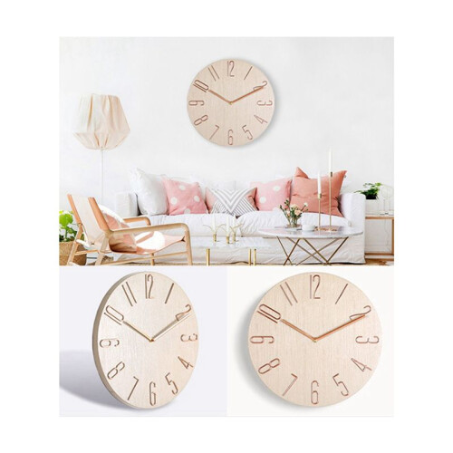 2X RelóGio de Parede Simples de 12 Polegadas para Sala de Estar em Casa RelóGio de Parede RelóGio Moda Quarto RelóGio de Parede Bege 1