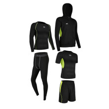 5 in 1 Mens Tracksuit Quick Dry Gym Compression Jogging Sports Suit Se