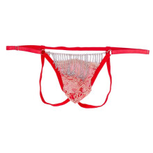 Underwear Metal Chain Tassels See-Through T-Back Men's G-String Thongs