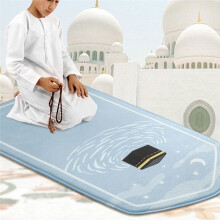 Gebetsteppich, Gebetsmatte für Ramadan, Tragbare Anbetung, Kniende Prägung, Bodenteppiche, Rutschfeste, Weiche Meditationsmatte, Grün