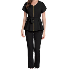 Women Nursing Scrubs Sets Clothes V Neck Tops Washable Massaging Workw