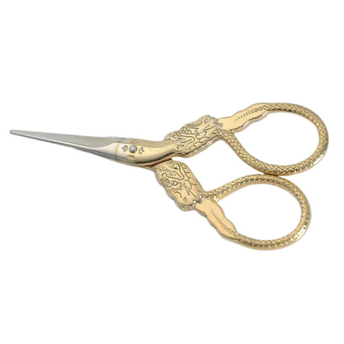 Dragon Pattern Handle Stainless Steel Sewing Embroidery Scissors Golde
