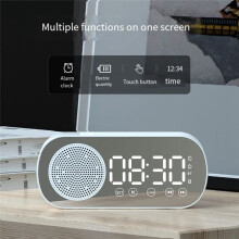 Wireless Speaker Clock Radio Dual Alarm Support TF Card Digital Alarm for Home Office Black