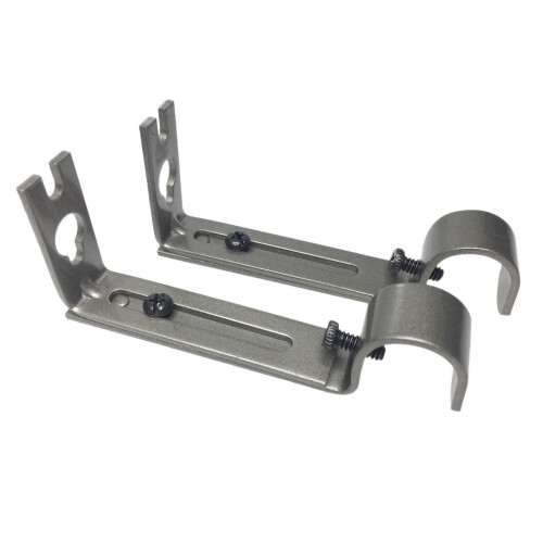 2 Pieces Adjustable Metal Curtain Pole Rod Wall Bracket Hook Holder Gr 1