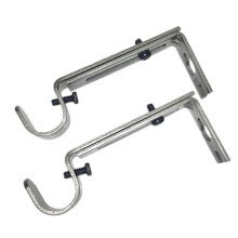 2 Pieces Adjustable Metal Curtain Pole Rod Wall Bracket Hook Holder Gr