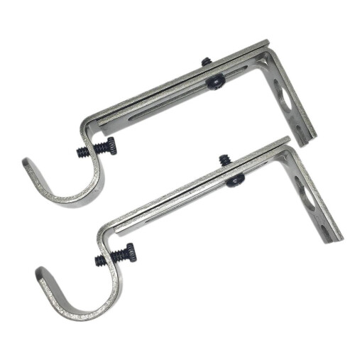 2 Pieces Adjustable Metal Curtain Pole Rod Wall Bracket Hook Holder Gr