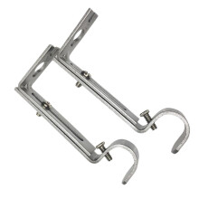 2 Pieces Adjustable Metal Curtain Pole Rod Wall Bracket Hook Holder Si