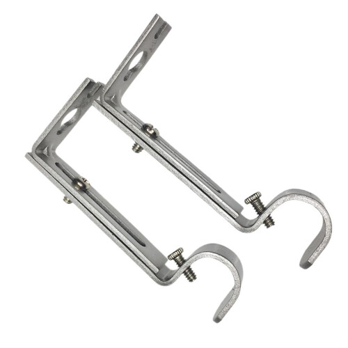2 Pieces Adjustable Metal Curtain Pole Rod Wall Bracket Hook Holder Si