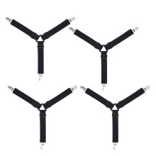 4 Pieces Bed Sheet Grippers Suspenders Fastener Clips Straps 3 Heads B
