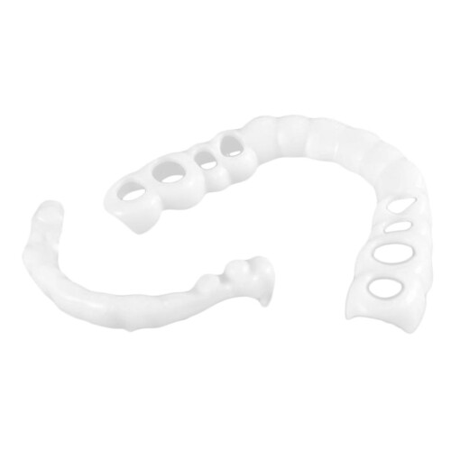 1Pair Silicone Upper/Lower False Teeth Dental Veneers Dentures Fake To 1