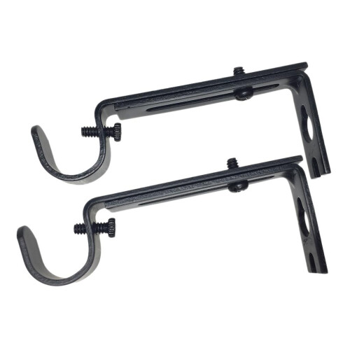 2 Pieces Adjustable Metal Curtain Pole Rod Wall Bracket Hook Holder Bl 1