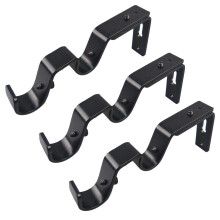 Extendable Adjustable Curtain Rod Pole Wall Bracket Holder Support Bla