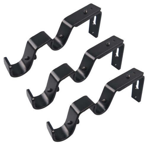 Extendable Adjustable Curtain Rod Pole Wall Bracket Holder Support Bla
